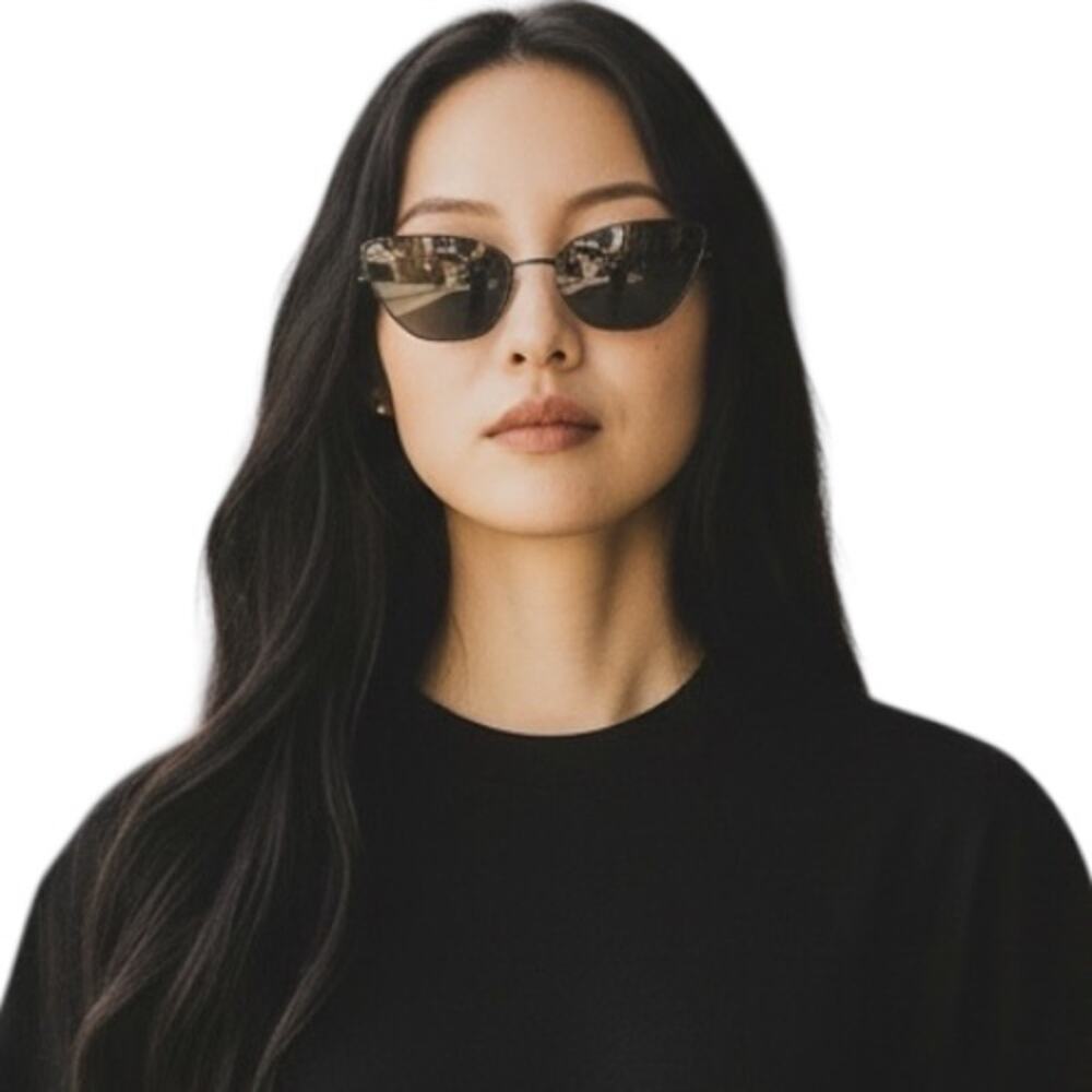 NEW Dolce & Gabbana Semi Cat Eye Sunglasses Black Mirrored Size 66,12